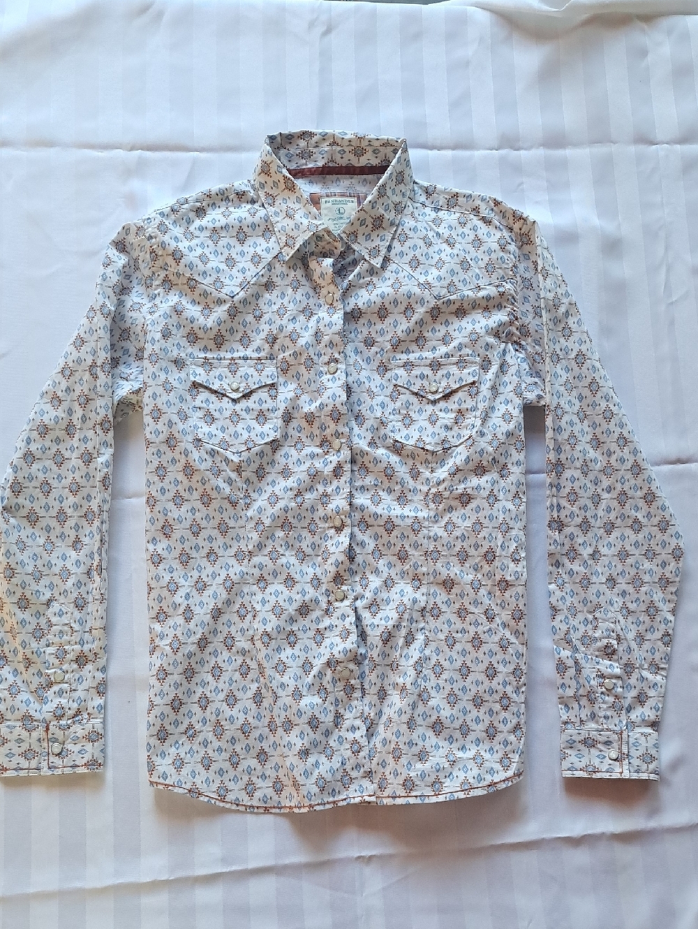 Panhandle Slim White Long-Sleeve Printed Blouse